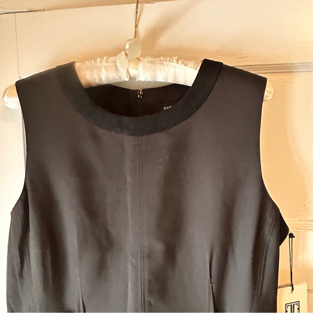 Ivanka Trump Black Sleeveless Cocktail Sheath Dress sz 12 Suede like Details NWT - Picture 5 of 8
